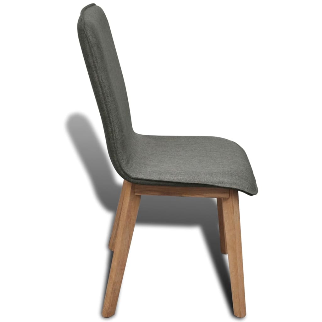 Dining Chairs 4 pcs Light Grey Fabric and Solid Oak Wood - 46×59×93cm