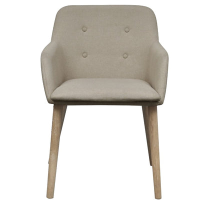 Dining Chairs 2 pcs Beige Fabric and Solid Oak Wood - 52×57×76.5cm