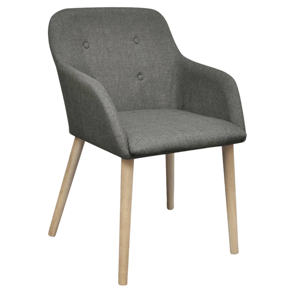 Dining Chairs 2 pcs Light Grey Fabric and Solid Oak Wood - 52×57×76.5cm