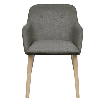 Dining Chairs 2 pcs Light Grey Fabric and Solid Oak Wood - 52×57×76.5cm