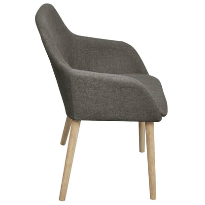 Dining Chairs 2 pcs Light Grey Fabric and Solid Oak Wood - 52×57×76.5cm