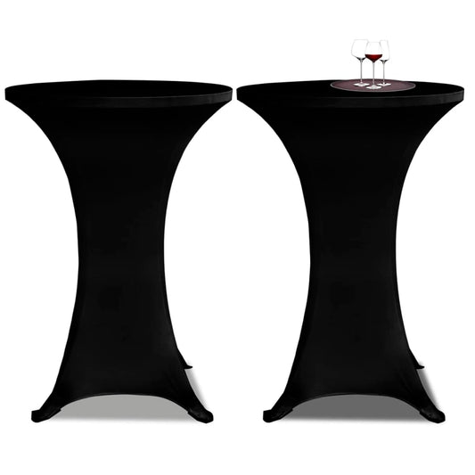 Standing Table Cover 60 cm Black Stretch 2 pcs