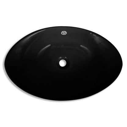 Black Luxury Ceramic Basin Oval with Overflow