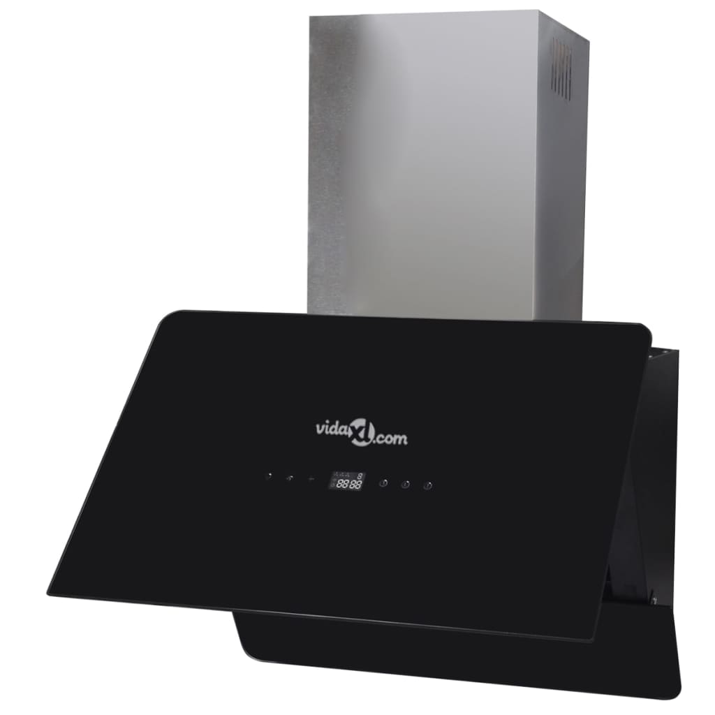 Black Tempered Glass Range Hood with Display 600 mm