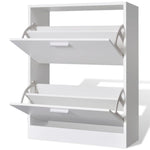 Shoe Cabinet with 2 Compartments Wooden White