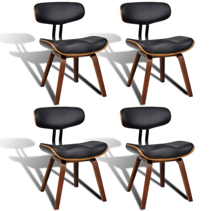 Dining Chairs 4 pcs Bent Wood and Leather