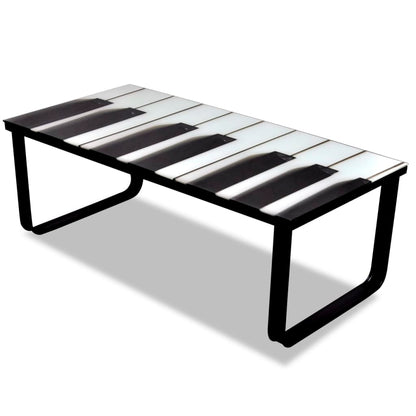 Coffee Table with Piano Printing Glass Top