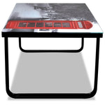 Coffee Table with Telephone Booth Printing Glass Top