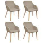 Dining Chairs 4 pcs with Oak Frame Beige Fabric and Solid Oak Wood