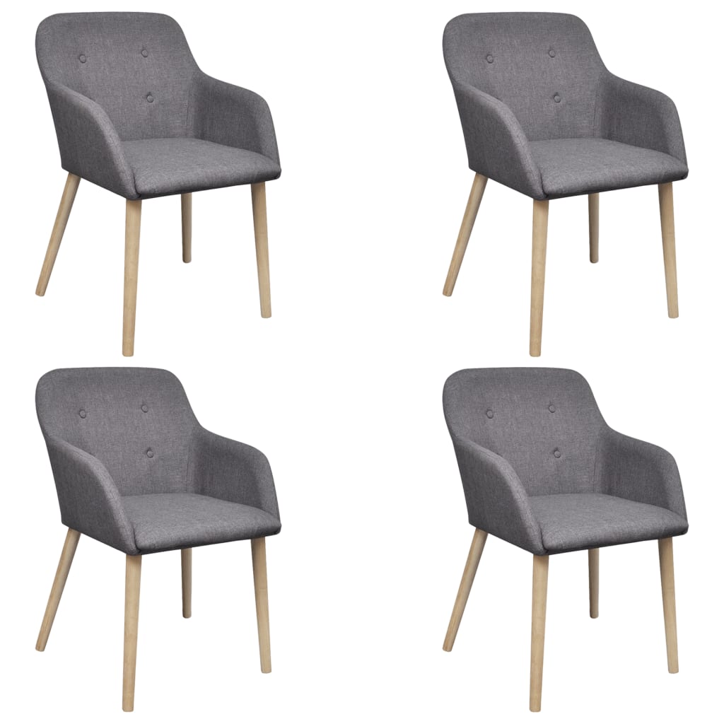 Dining Chairs 4 pcs Light Grey Fabric and Solid Oak Wood - 52×57×76.5cm