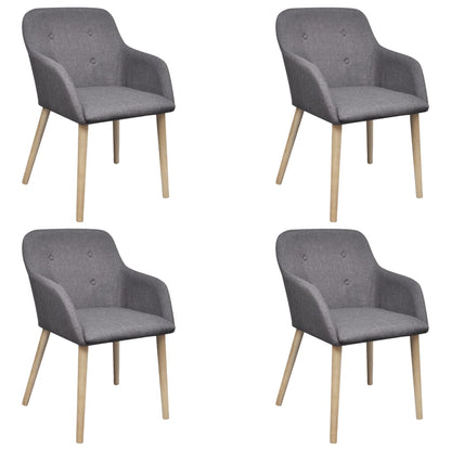 Dining Chairs 4 pcs Light Grey Fabric and Solid Oak Wood - 52×57×76.5cm