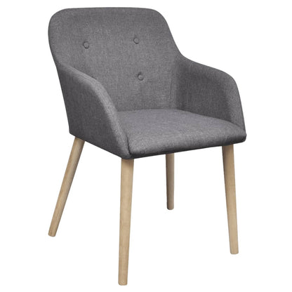 Dining Chairs 4 pcs Light Grey Fabric and Solid Oak Wood - 52×57×76.5cm