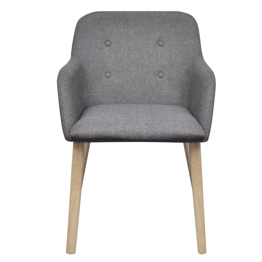Dining Chairs 4 pcs Light Grey Fabric and Solid Oak Wood - 52×57×76.5cm