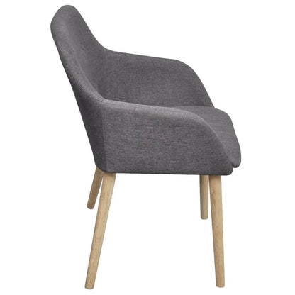Dining Chairs 4 pcs Light Grey Fabric and Solid Oak Wood - 52×57×76.5cm