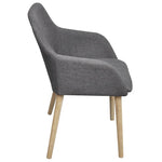 Dining Chairs 6 pcs Light Grey Fabric and Solid Oak Wood