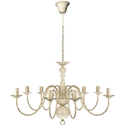 Antique White Metal Chandelier 8 Bulbs