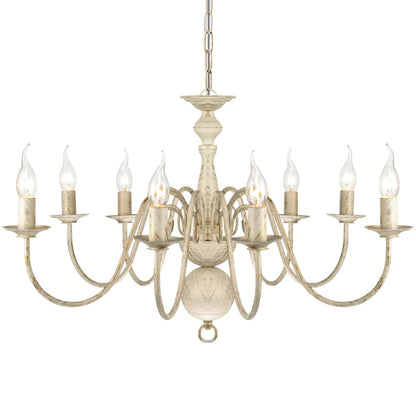 Antique White Metal Chandelier 8 Bulbs