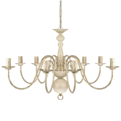 Antique White Metal Chandelier 8 Bulbs