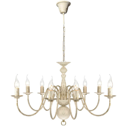 Antique White Metal Chandelier 8 Bulbs