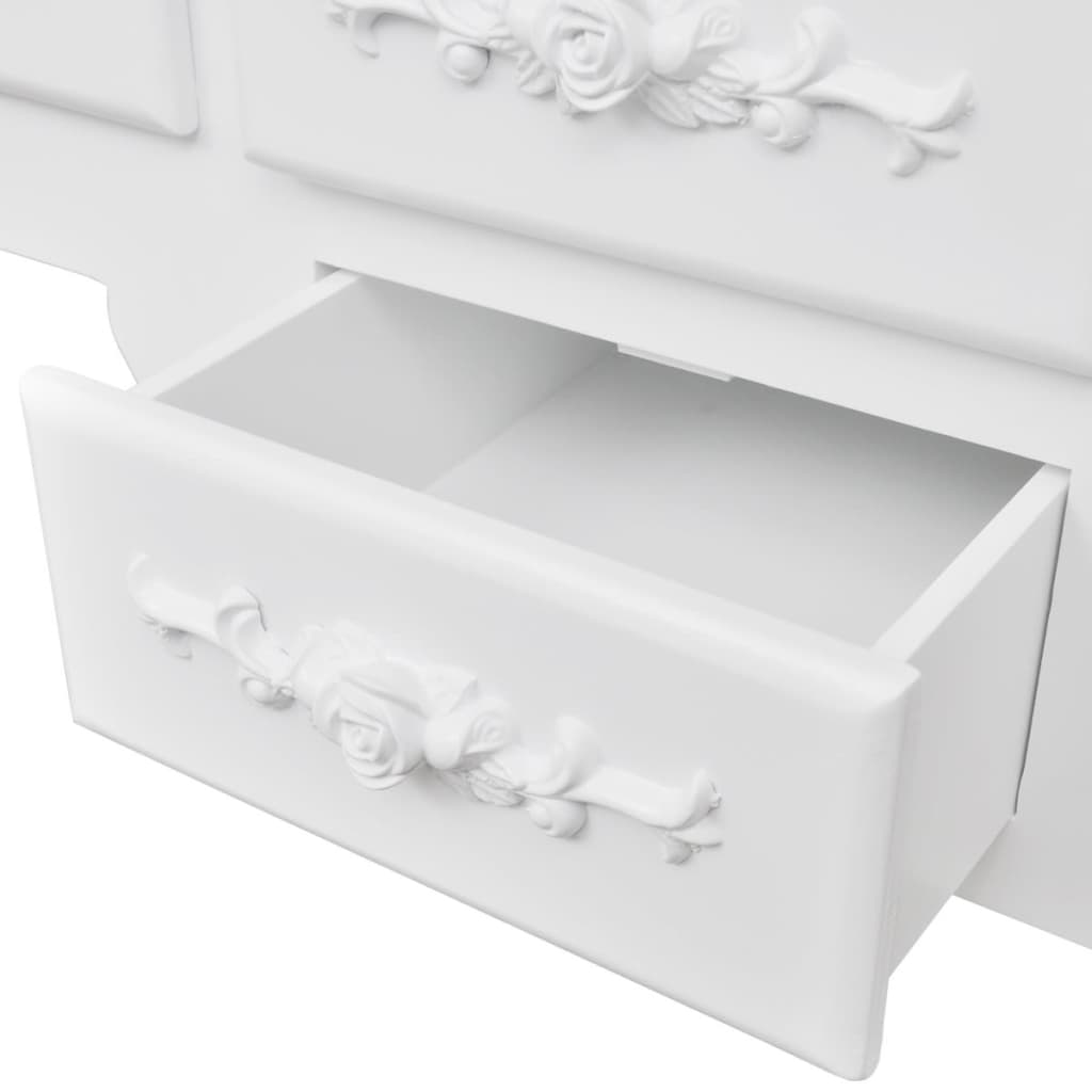 Dressing Table with Stool and 3 Mirrors White