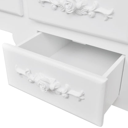 Dressing Table with Stool and 3 Mirrors White