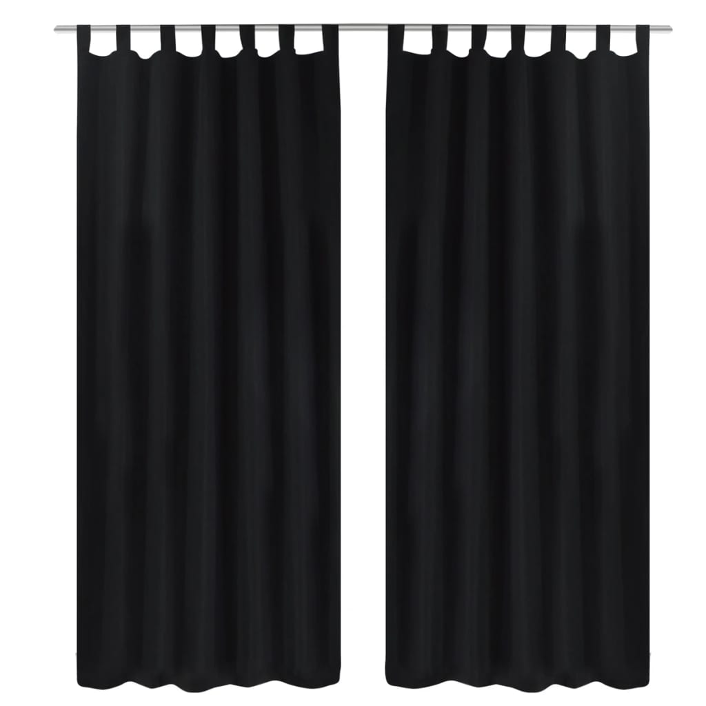 2 pcs Micro-Satin Curtains with Loops (Black)