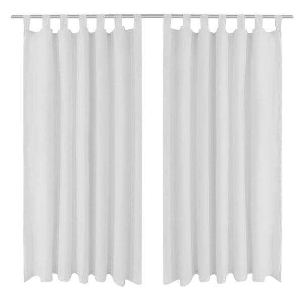  2 pcs Micro-Satin Curtains with Loops  ( White )