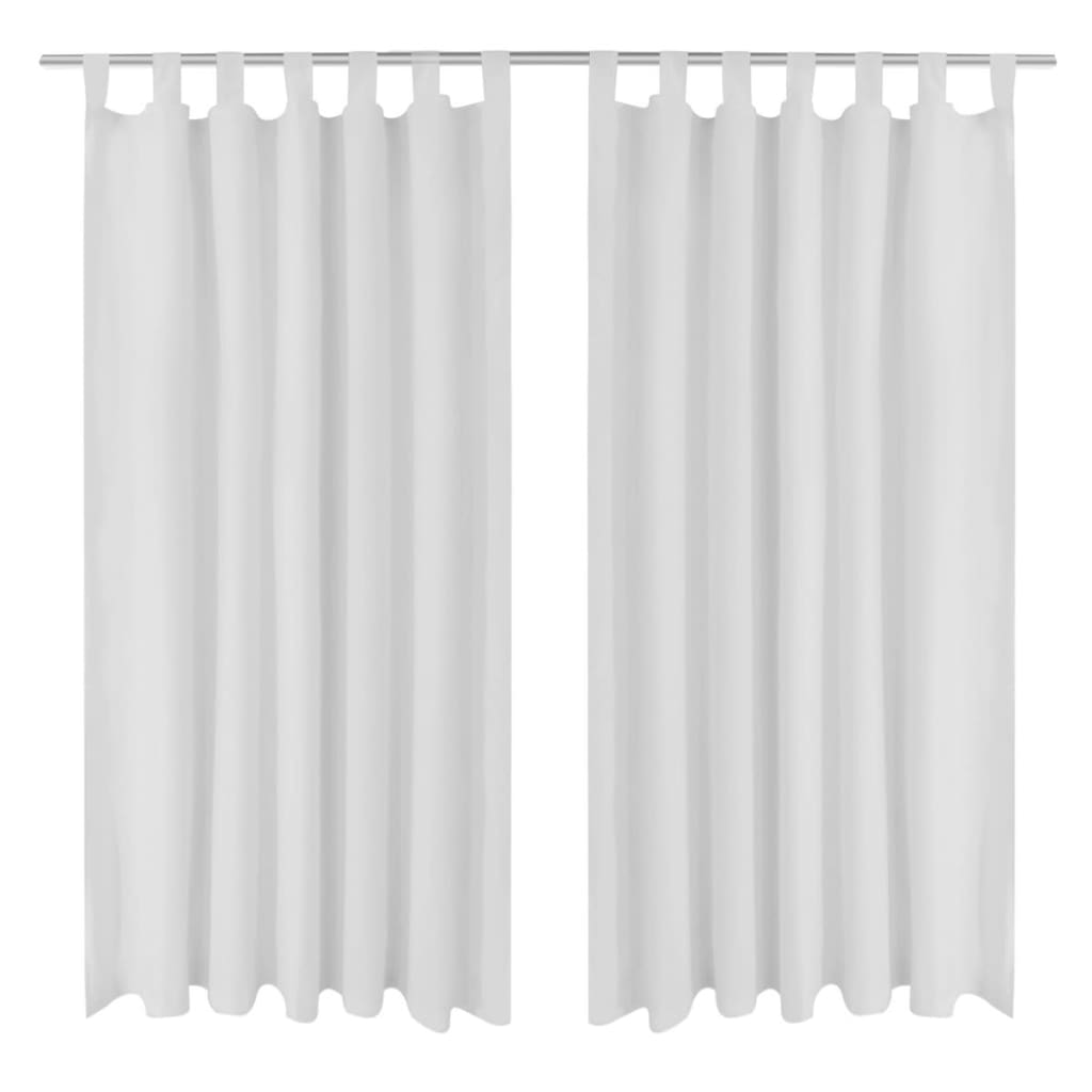 2 pcs White Micro-Satin Curtains with Loops
