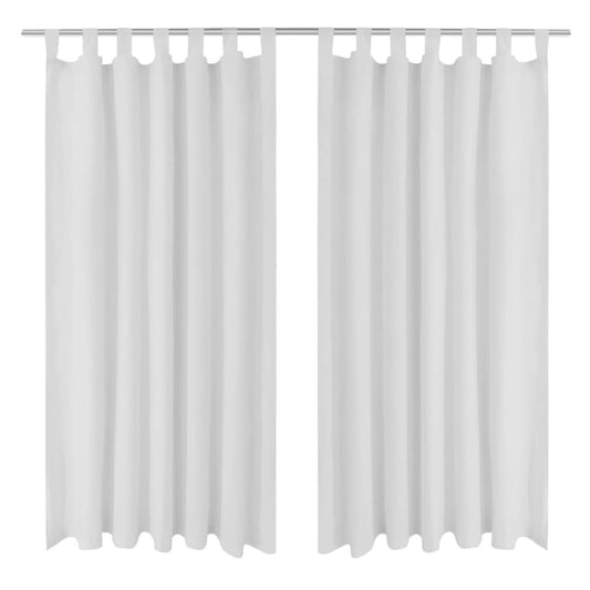 2 pcs White Micro-Satin Curtains with Loops