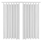 2 pcs White Micro-Satin Curtains with Loops