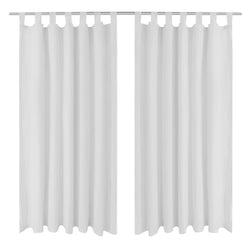 2 pcs White Micro-Satin Curtains with Loops