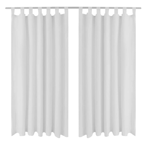  2 pcs White Micro-Satin Curtains with Loops