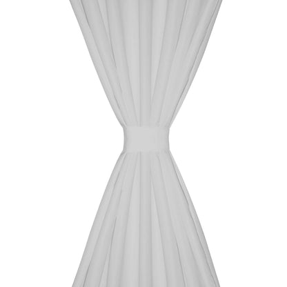 2 pcs White Micro-Satin Curtains with Loops