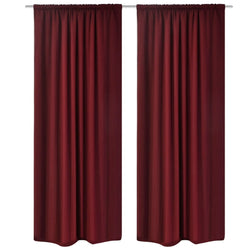 Blackout Curtains 2 pcs Double Layer Bordeau