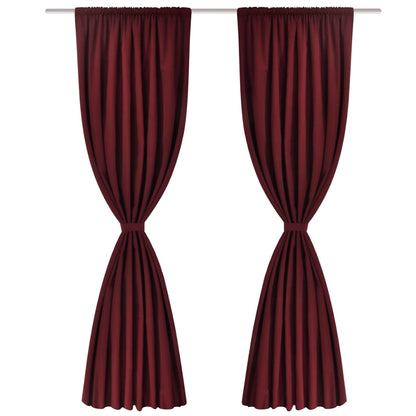 Blackout Curtains 2 pcs Double Layer Bordeau