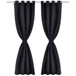 2 pcs Black Blackout Curtains with etal Rings
