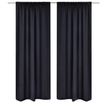 2 pcs Black Slot-Headed Blackout Curtains