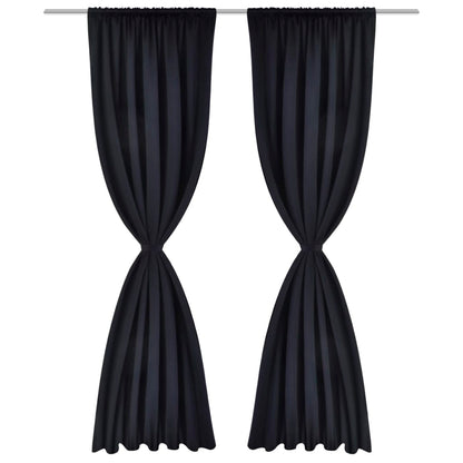 2 pcs Black Slot-Headed Blackout Curtains