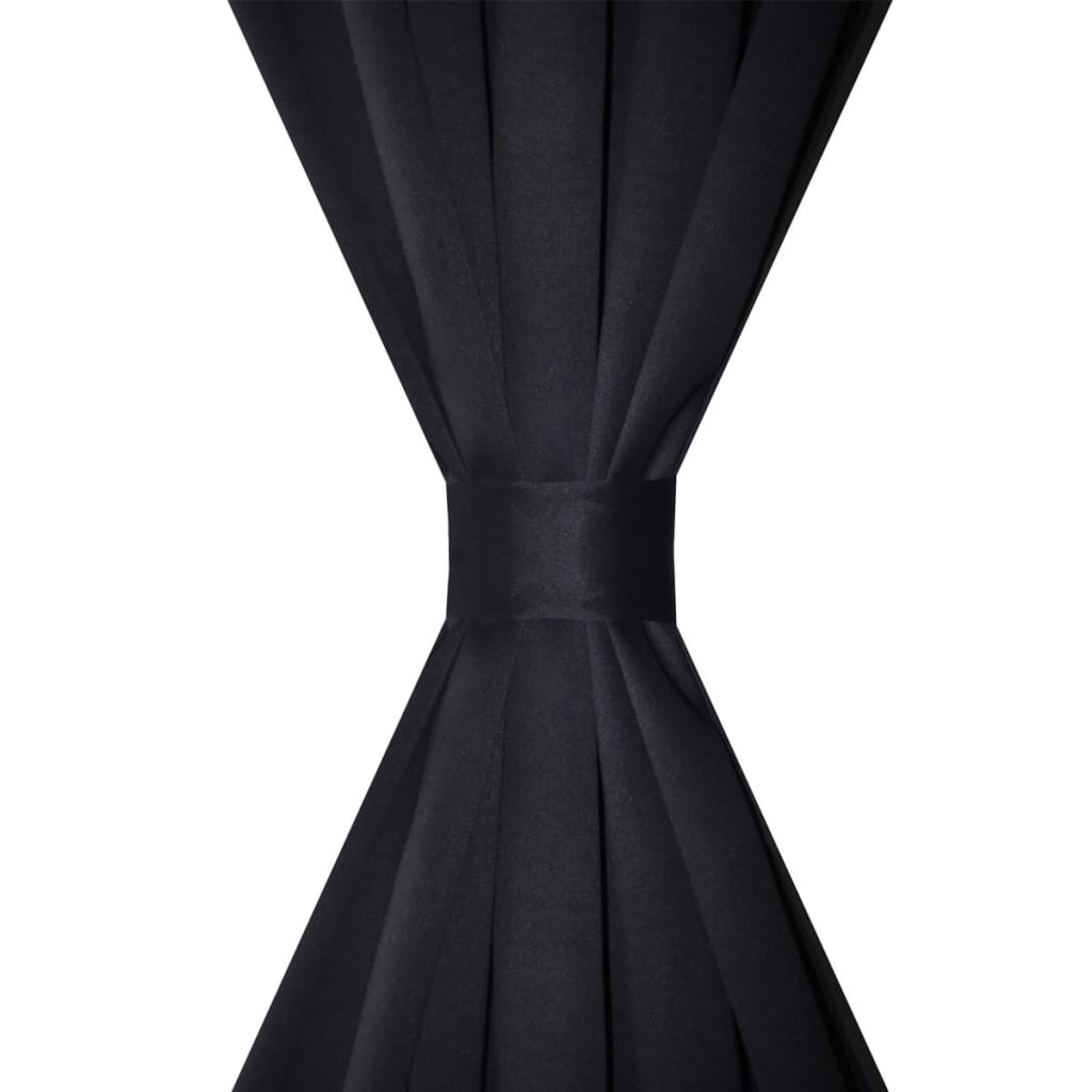 2 pcs Black Slot-Headed Blackout Curtains