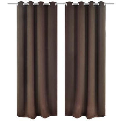 2 pcs Brown Blackout Curtains with etal Rings
