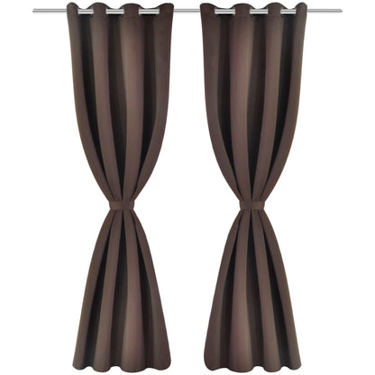 2 pcs Brown Blackout Curtains with etal Rings