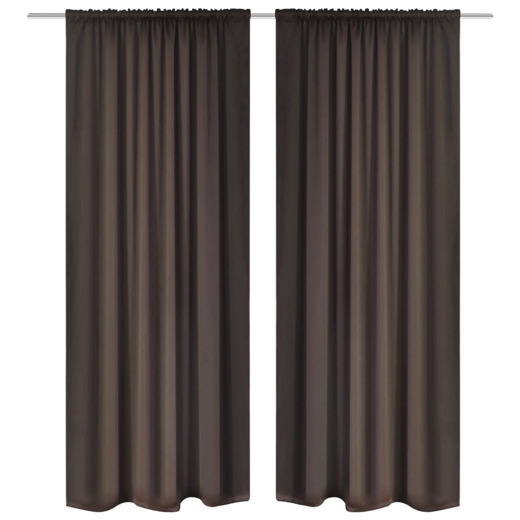 Blackout Curtains 2 pcs Slot-Headed Brown