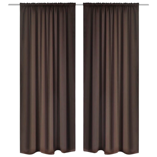 Blackout Curtains 2 pcs Slot-Headed Brown