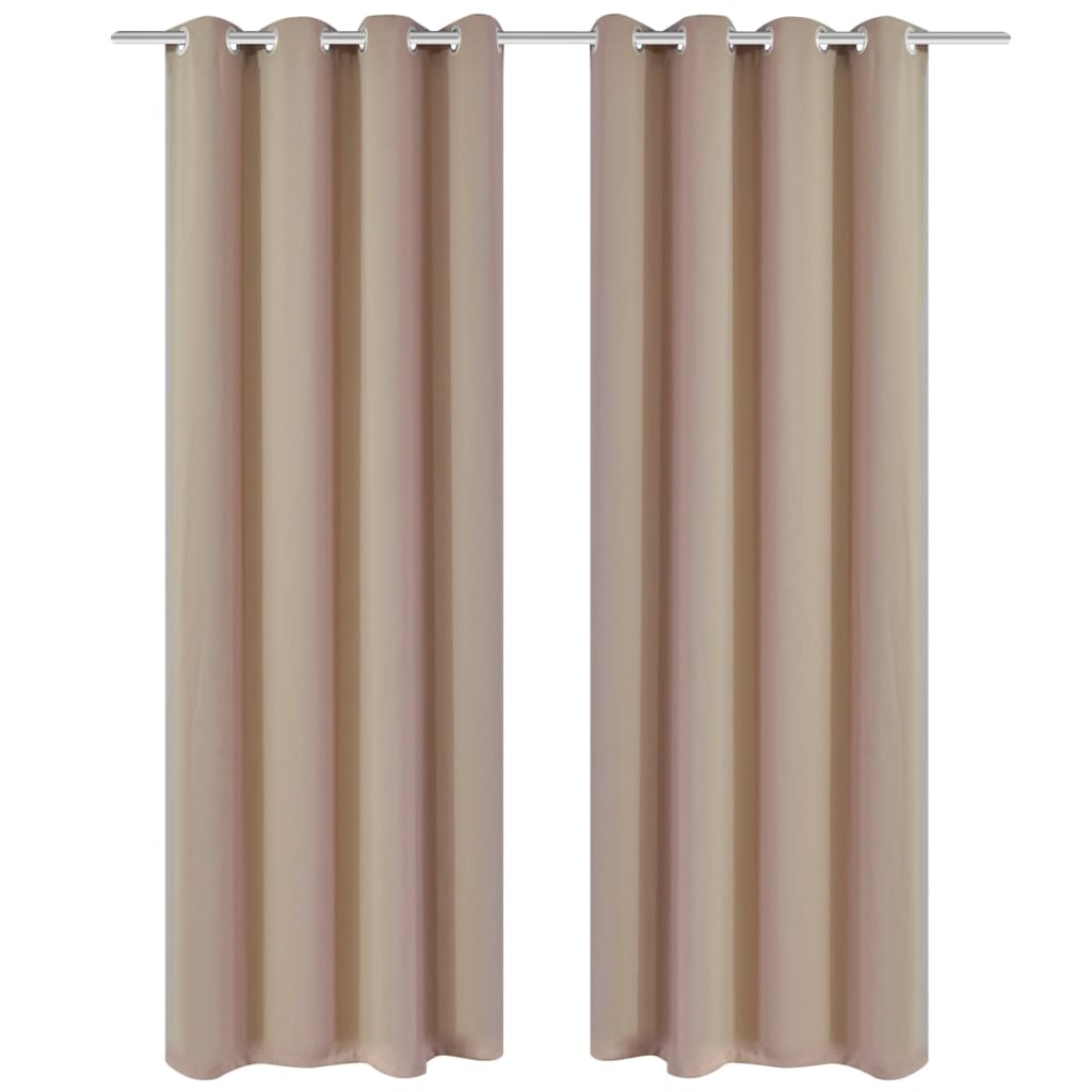 2 pcs Cream Blackout Curtains with Metal Rings
