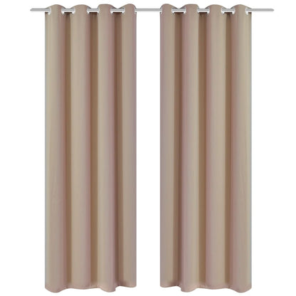 2 pcs Cream Blackout Curtains with Metal Rings