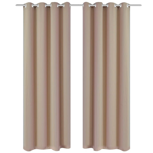 2 pcs Cream Blackout Curtains with Metal Rings