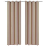 2 pcs Cream Blackout Curtains with Metal Rings