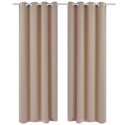 2 pcs Cream Blackout Curtains with Metal Rings