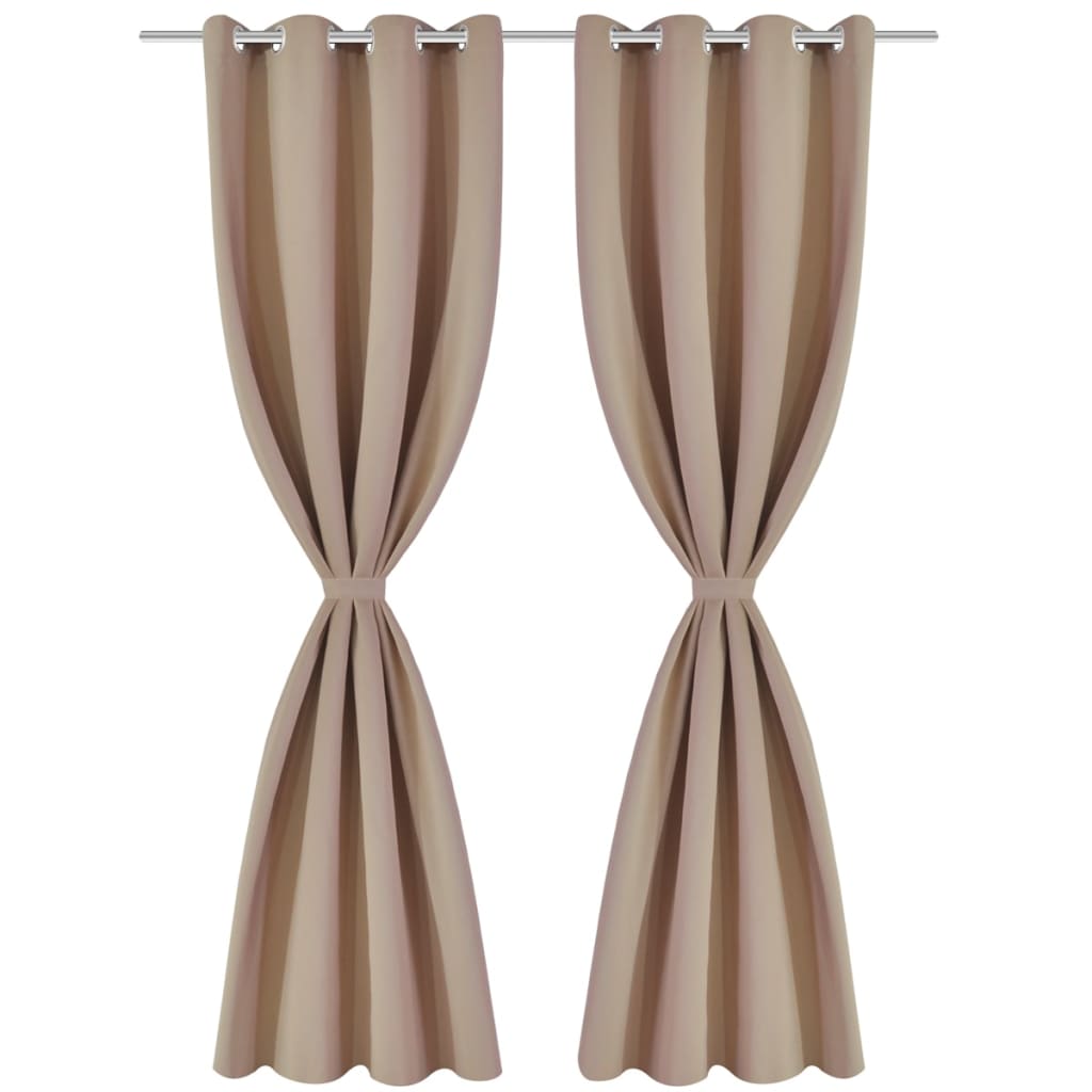 2 pcs Cream Blackout Curtains with Metal Rings