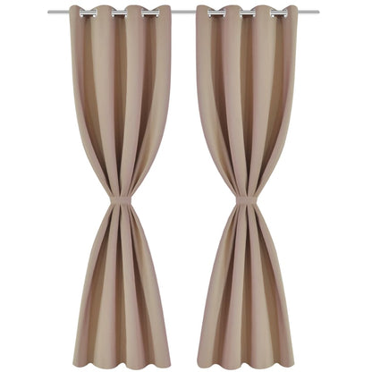 2 pcs Cream Blackout Curtains with Metal Rings